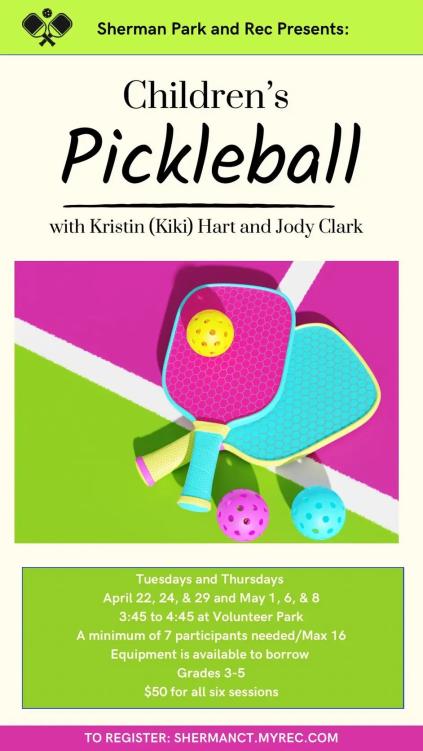 Sherman Children's Pickleball, Sherman Conn