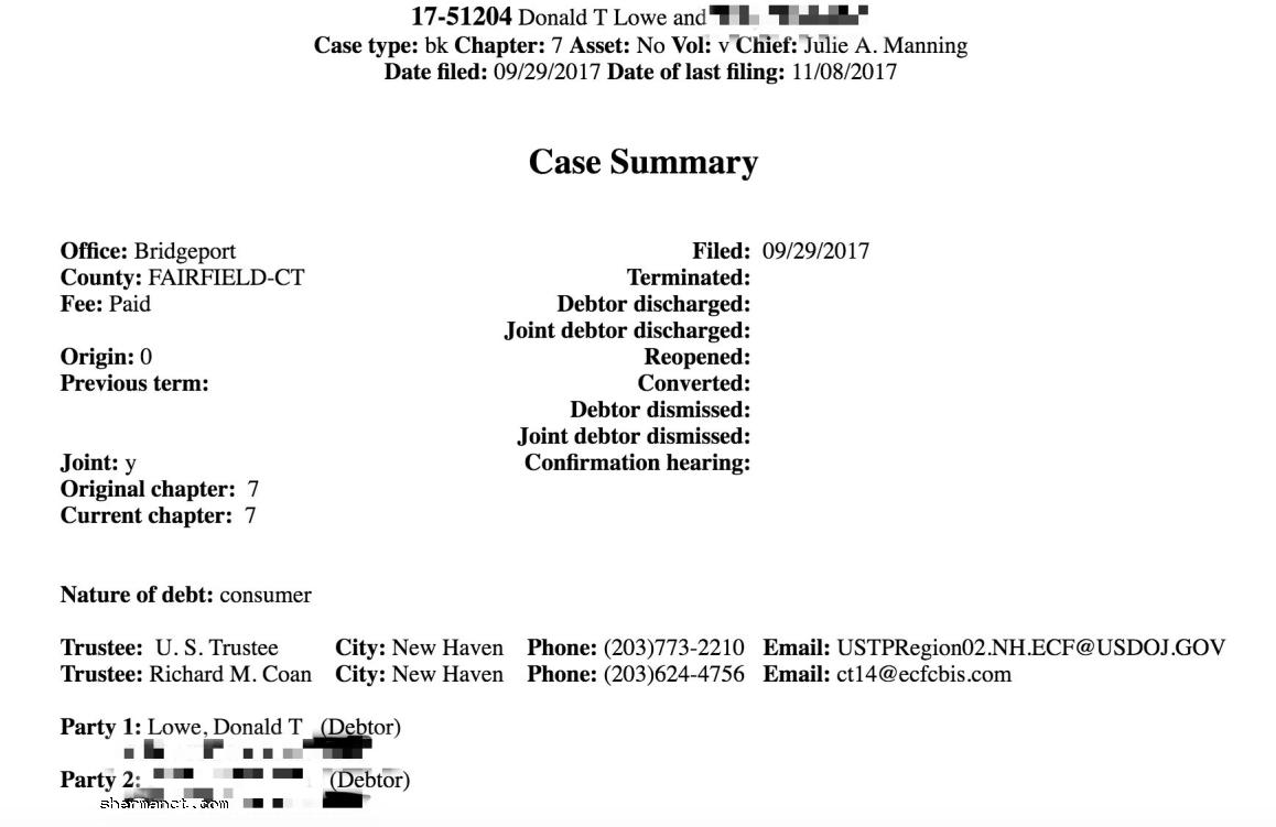 Bankruptcy Court Filing Record